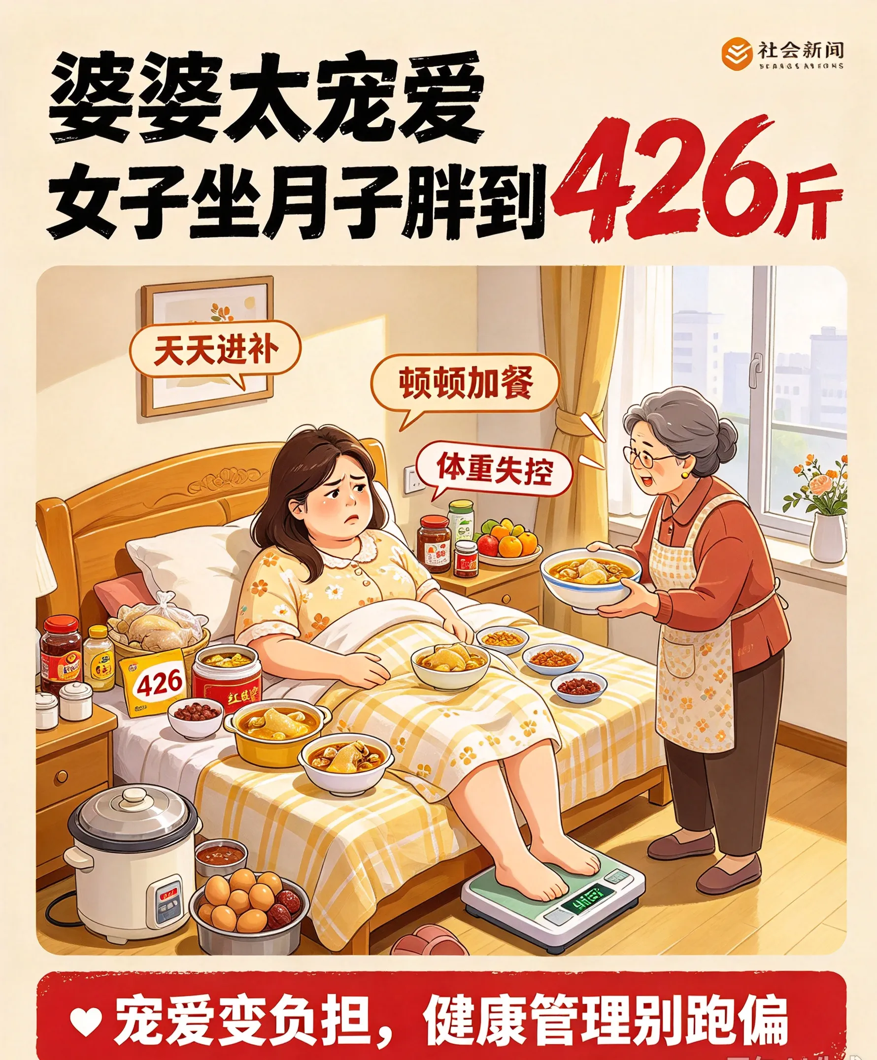 婆婆太宠爱，女子坐月子胖到426斤：“我受的罪不能让儿媳受”的背后，是一场慢性投喂