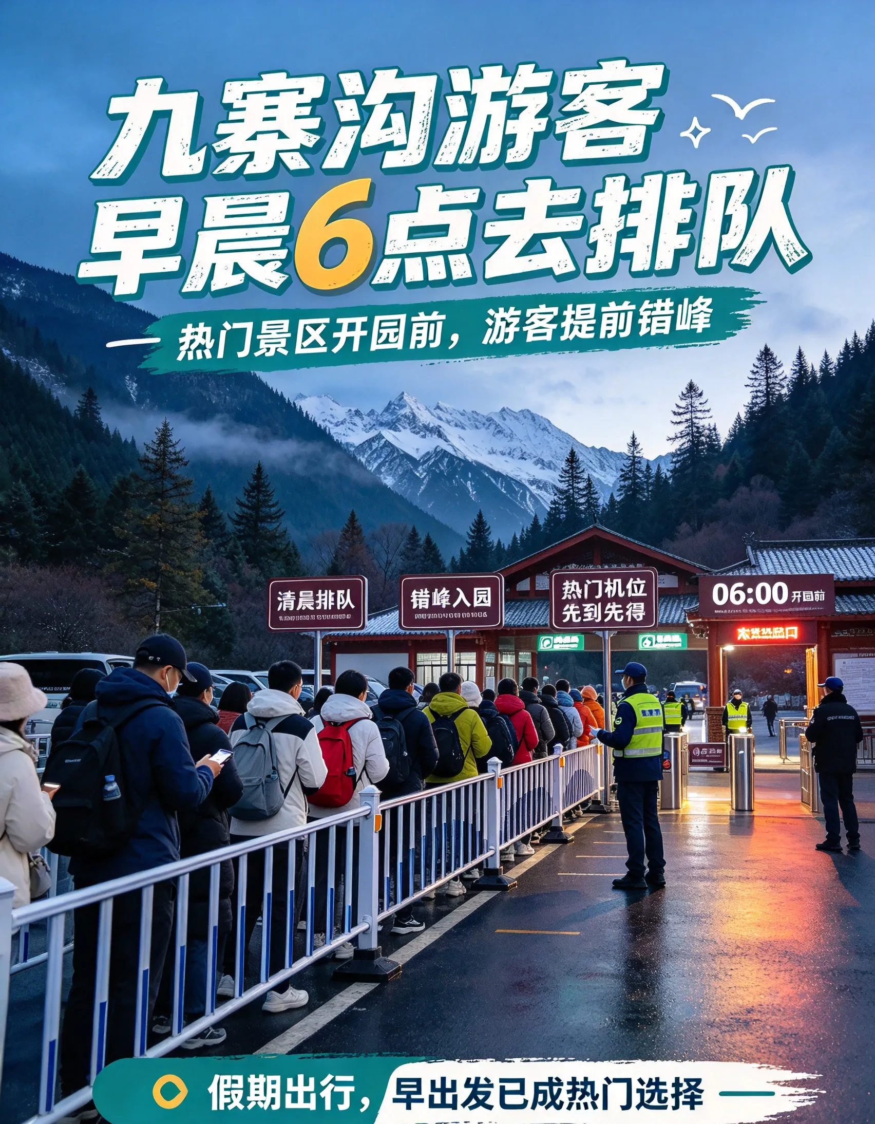 九寨沟游客早晨6点去排队：4.1万张门票售罄背后