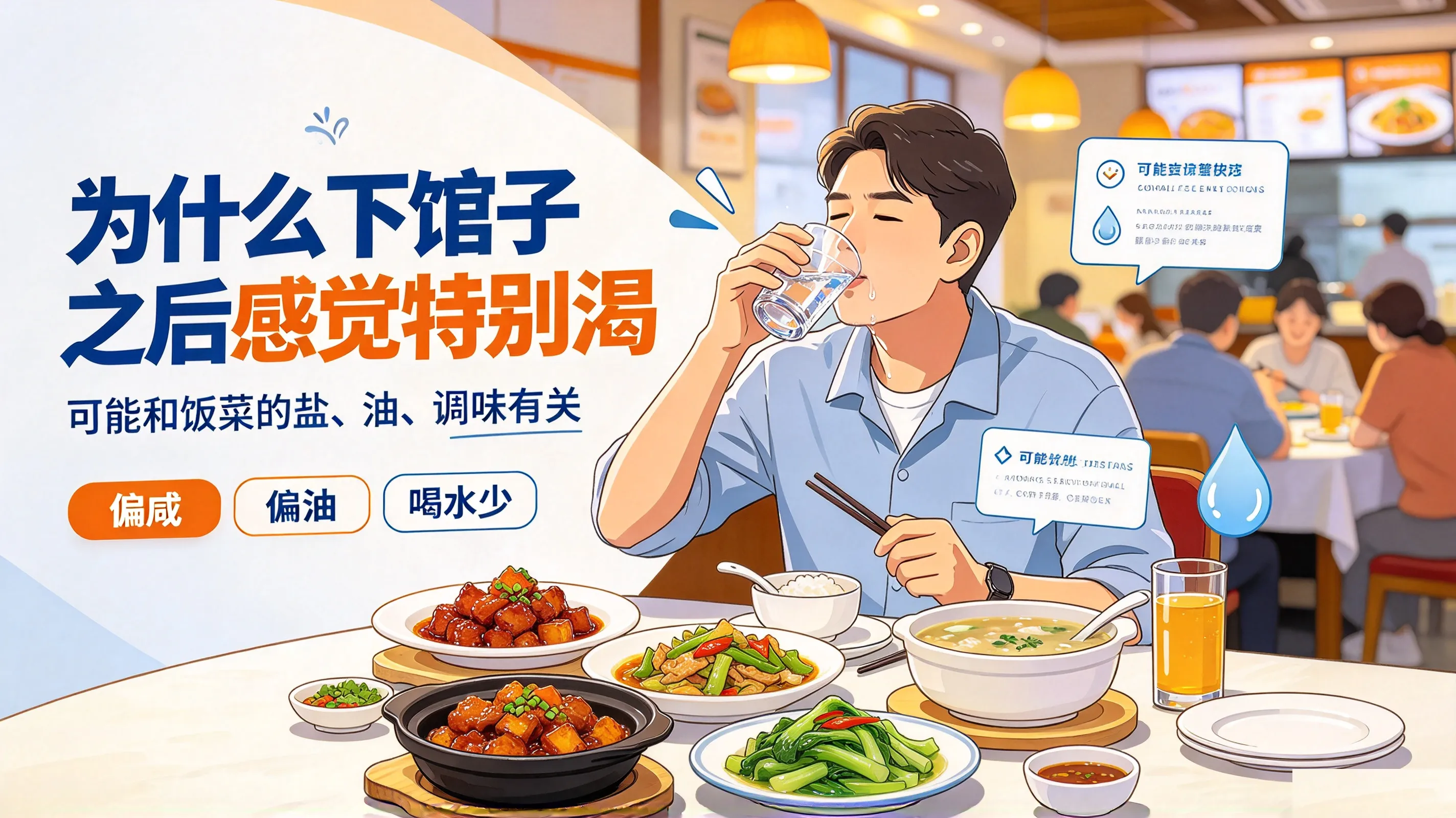 下馆子后特别渴，不是水喝少了，是“隐形钠”超标了
